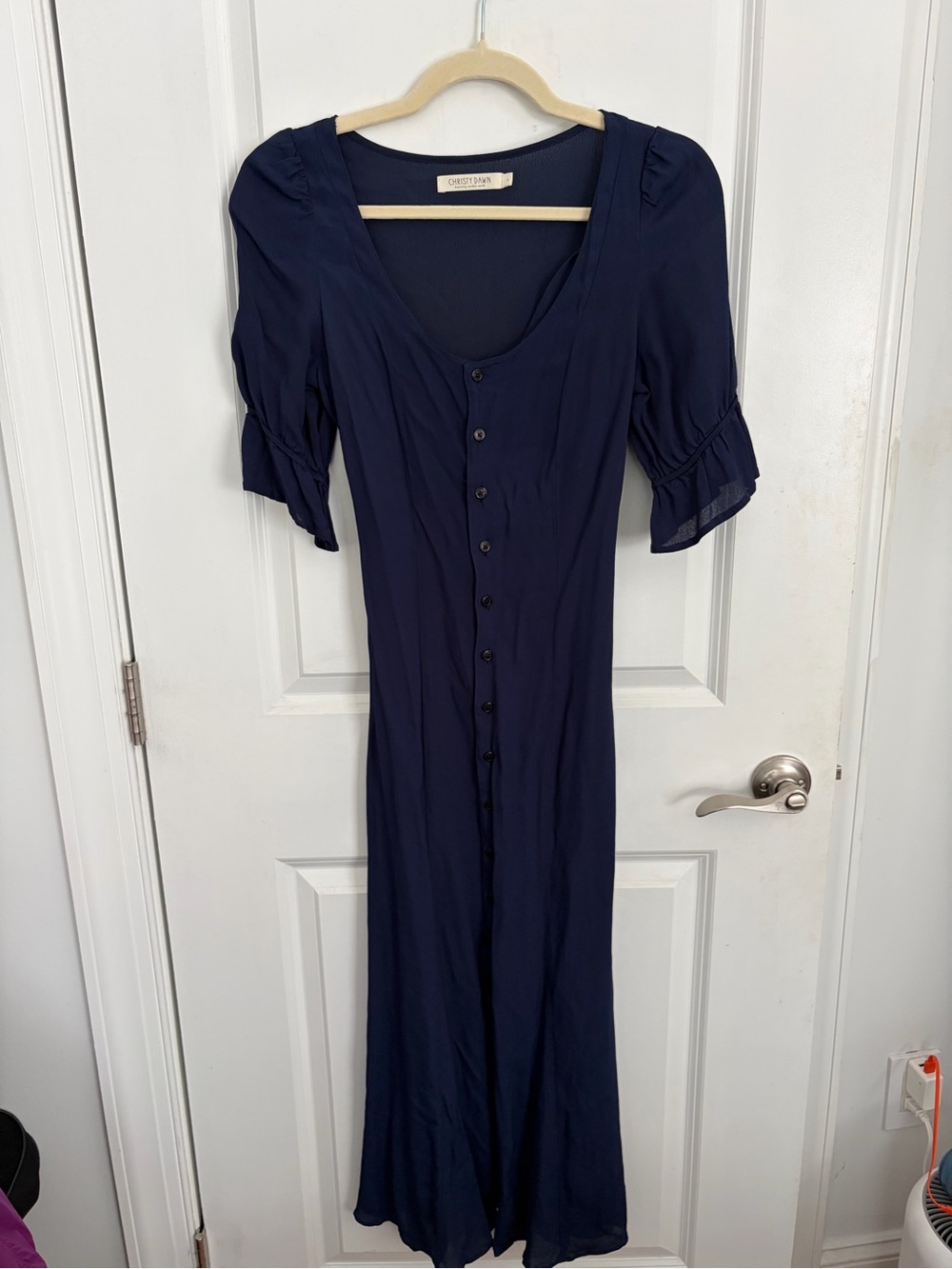Christy Dawn Navy Button-Front Maxi Dress